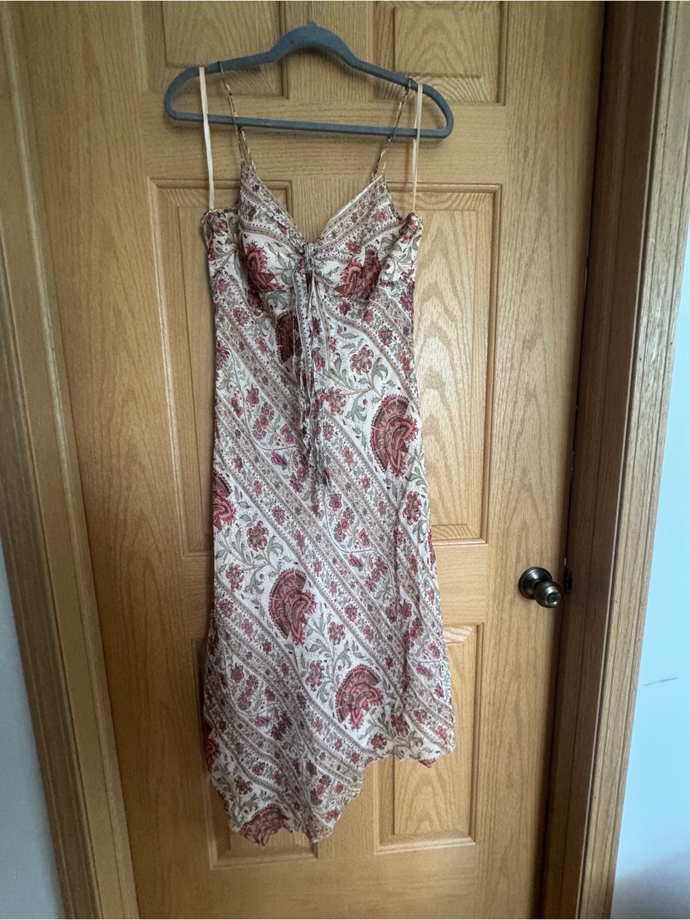 BCBG Cream Dress with Red Paisley Print